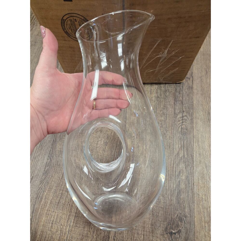 Polish Clear Glass Doughnut Donut Hole Pitcher Decanter Hand Blown Poland - Picture 4 of 10